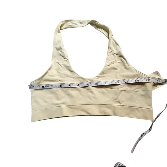 Free People Seamless Beige Halter Bralette Size M/L By Intimately Nylon/Spandex - Picture 3 of 6